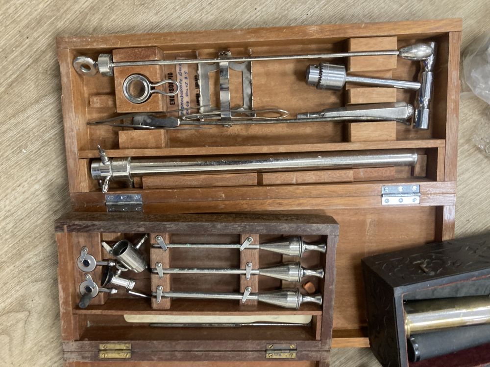 A quantity of boxed surgeons equipment